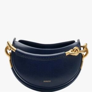 Burberry Bridle Leather Crossbody
Navy Mini Bag with Gold Accents